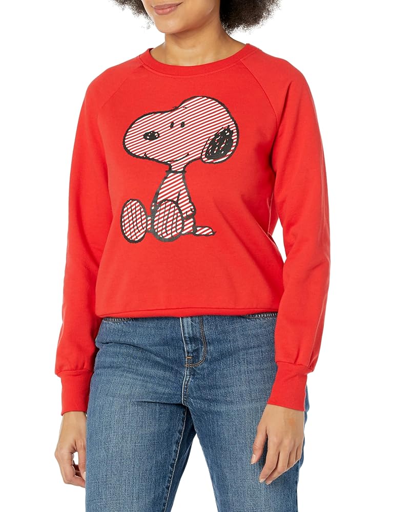 Peanuts Snoopy Ladies Front & Back Graphic Sweatshirt Red at